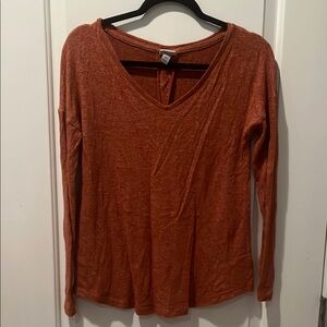 Women's Orange V-Neck Top